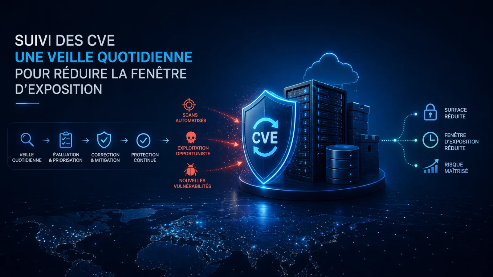 Illustration du suivi quotidien des CVE et de la remédiation des vulnérabilités