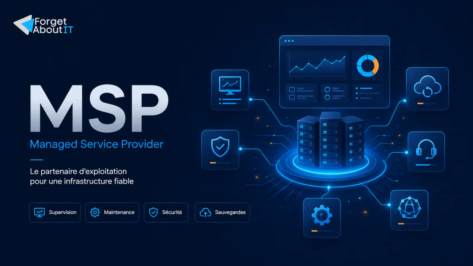 Illustration d'une infrastructure Linux supervisée par un MSP